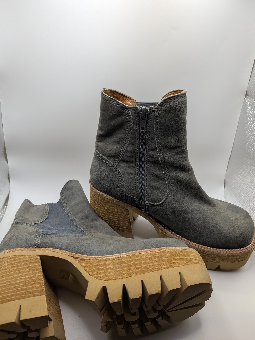 Free People Preston Boot Suede Platform 7 Jeffrey Campbell Blue Gray Chunky - Picture 6 of 16